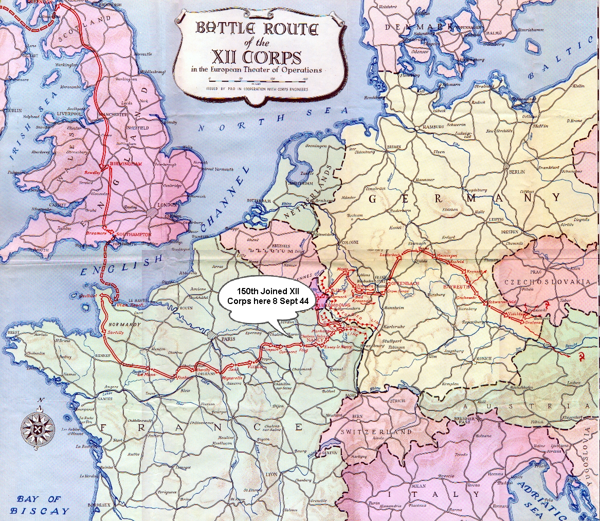 Map of XII Corps Route