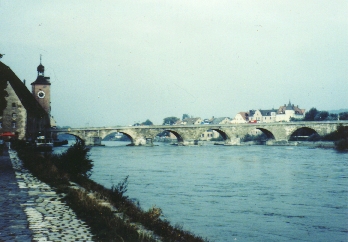 Medieval Stone Arch Bridge in Regensburg